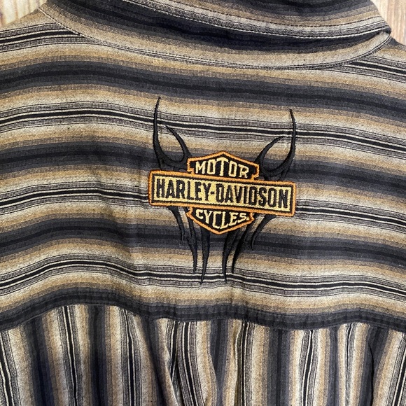 Harley Davidson Shirt Button Up Mens Large Tall. Striped Nice Preowned. - Picture 4 of 10